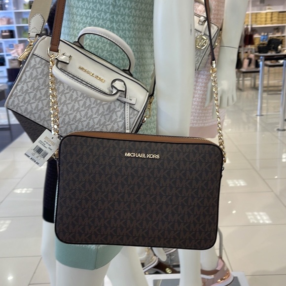 Michael Kors Jet Set Item Large East West Zip Crossbody Brown - Picture 5 of 12